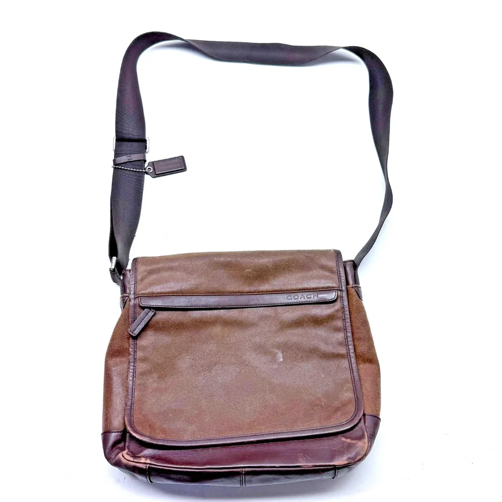 Vintage Suede Brown Suede Leather Coach Bag Messenger Bag